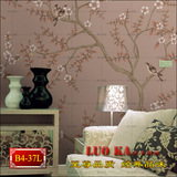 新中式墙纸壁画 中式壁画墙纸 定做 欧式花鸟墙纸 真丝手绘壁纸