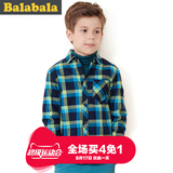 巴拉巴拉2015男童衬衫大童装格子儿童加绒加厚韩版保暖长袖衬衣冬