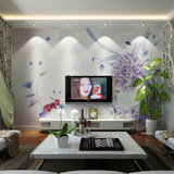 3D电视背景墙纸大型壁画壁纸无纺布客厅现代简约卧室紫色蝴蝶花