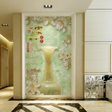 3d简约家和富贵中式花瓶墙纸客厅卧室走廊过道玄关墙纸