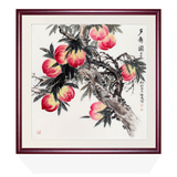 朱祖义手绘国画山水画客厅现代装饰画书房挂画中式竹子多寿图壁画