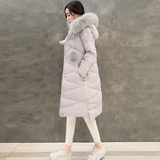 2015冬新款女装韩版修身气质羽绒衣真狐狸毛领过膝中长款羽绒服女