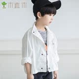 [植木制]韩版童装儿童全棉白色帅气短款夹克外套