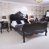 新款美式乡村欧式卧室婚床公主床新古典1.8米双人床实木雕花床黑