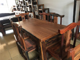 老船木餐桌长方形餐桌餐台全实木客厅餐台餐桌椅组合船木家具