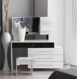 白色小款卧室现代简约可伸缩带抽屉梳妆台桌 烤漆家具化妆台桌镜
