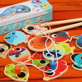 铁盒精装宝宝钓鱼玩具木制玩具磁性钓鱼游戏亲子玩具益智儿童玩具