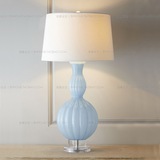 美式简约淡蓝色水晶玻璃葫芦台灯设计师样板房儿童房卧室床头台灯