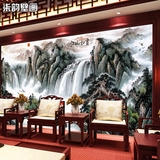 中式复古大型壁画3D立体江山如画电视背景墙纸 客厅书房沙发壁纸