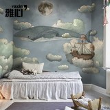 海洋儿童房墙纸女孩男孩壁纸无纺布卧室温馨欧式定制壁画