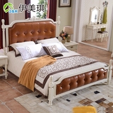美式双人床1.8实木床欧式乡村新古典软包靠背雕花双人床卧室家具