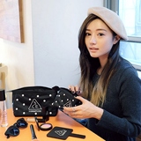 韩国3CE大容量黑色便携随身旅行手拿洗漱布包收纳包迷你化妆包袋