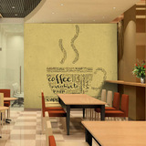 杯子背景墙纸壁纸3d复古咖啡馆餐厅KFC酒吧网咖英文字母无缝壁画