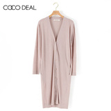 COCO DEAL日系女装纯色中长款针织开衫薄款口袋空调衫36333385