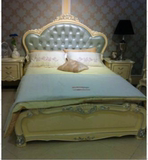 欧式美式法式新古典实木雕花白色描银床单人床双人床婚床