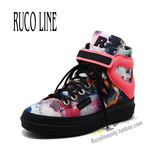 2015AW秋冬新款RUCOLINE正品代购女鞋高帮鞋花朵鞋内增高球鞋板鞋