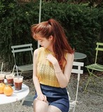 韩国直邮cherrykoko官网正品代购 圆领无袖纯色魅力针织衫