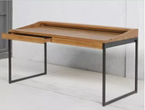 欧式铁艺实木台式家用简易电脑桌美式简约工作台双人转角写字书桌