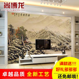 高清瓷砖背景墙3D中式浮雕客厅电视背景墙大型壁画国画 溪亭晓景