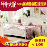 热卖品牌欧式家具实木1.5 1.8米双人床白色田园特价出口橡木床