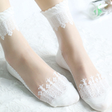 6双春夏巴洛克水晶丝袜透明芭蕾舞袜日系玻璃丝女袜复古短袜子薄