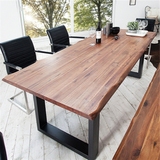 美式乡村复古铁艺餐桌餐厅桌椅组合办公桌写字台不规则实木餐桌椅