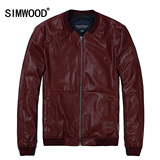 Simwood男装2016春季男士皮衣休闲男士纯色欧美风修身外套男夹克