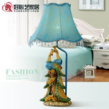 卧室床头灯 欧式树脂复古典创意奢华高档装饰时尚婚庆台灯孔雀灯