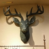 一片叶子创意家居鹿头壁挂动物头挂件酒吧墙上装饰品简约欧式壁饰