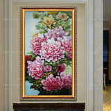 欧式中式客厅餐厅别墅装饰画印象富贵牡丹花卉有框手绘油画玄关画