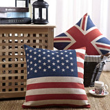 美国国旗靠垫米字旗抱枕套 北欧宜家英伦美式 办公室棉麻沙发靠垫