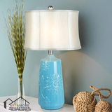 新古典蓝色陶瓷客厅台灯美式乡村卧室床头灯样板房书房书桌灯台灯