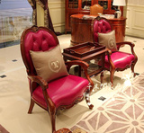 欧式新古典高档酒店会所餐椅法式拉扣休闲扶手椅摄影棚形象椅道具