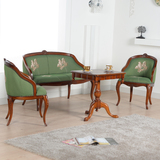 格兰卡博 美式双人沙发椅  欧式双人休闲椅 桃花芯家具全实木椅子