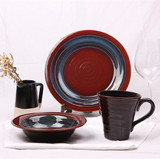 创意特色日式餐具 个性手绘盘 碗 杯 圆形复古陶瓷餐具平盘深碗