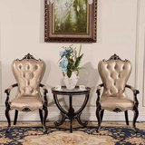 欧式沙发椅子 实木休闲椅 会所雕花装饰椅子 形象桌椅组合 洽谈椅