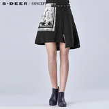 【新品】sdeer圣迪奥专柜正品女酷感印花铆钉半身裙S16281336