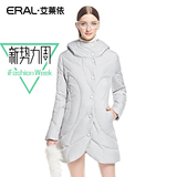 艾莱依2015冬装新款连帽加厚中长款修身羽绒服外套女ERAL6045D