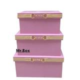 粉色皮质收纳箱样板房衣帽间女孩房收纳盒有盖杂物储物盒装饰箱