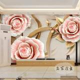 3D立体影视墙纸大型壁画客厅电视背景墙壁纸卧室婚房浪漫粉红玫瑰