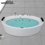 沃特玛 独立式亚克力冲浪按摩双人浴缸 恒温加热泡泡浴 2米椭圆