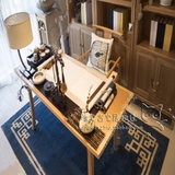 蓝色欧式中式地中海地毯客厅茶几沙发地毯卧室床边手工地毯定制