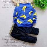韩版宝宝套装 春装新款1-2岁男女童装卡通香蕉T恤长袖套装Q1160