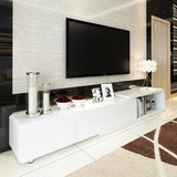 客厅家具 北欧现代简约电视柜茶几组合白色烤漆时尚地柜可伸缩