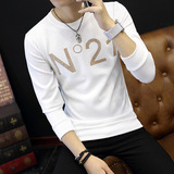 男士秋套头圆领修身卫衣韩版青年新款长袖薄款打底衫大码T恤外套