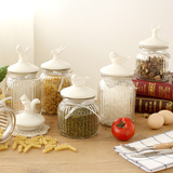 懒角落 创意zakka陶瓷玻璃密封罐子 厨房玻璃瓶杂粮储物罐 60599