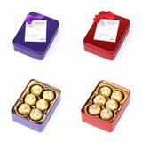 喜庆马口铁盒2色6格巧克力礼盒 巧克力包装盒 费列罗盒子喜糖盒