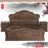 红木家具鸡翅木床现代中式仿古双人床简约全实木1.51.8古典卧室床