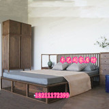 老榆木双人床 现代中式床黑胡桃色 实木床双人中式1.8米现代婚床