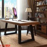 美式实木复古电脑桌做旧会议桌洽谈办公桌0.5组装美式乡村餐桌